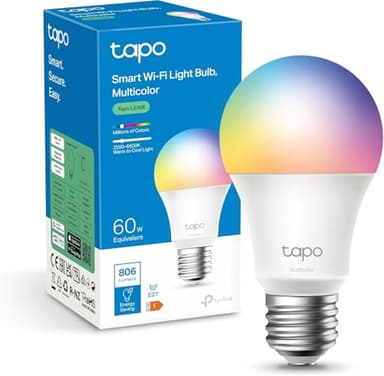Tapo Ampoule Connectée WiFi, Ampoule LED E27 Multicolore 2500K-6500K, Dimmable 8.7 W 806Lm, Compatible avec Alexa et Google Home, Commande Vocale, Economie d'énergie, L530E