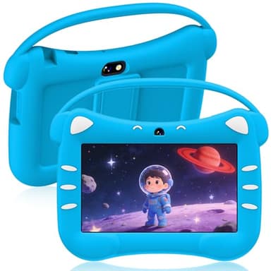 ascrecem Tablette Educative Enfant 7 Pouces Android Tablette Enfants avec WiFi Cntrôle Parental Double Caméra Étui de Sécurité 2 Go de RAM 32 Go ROM 128 Go Extensible de 3-12 Ans Filles Garçons(Bleu)
