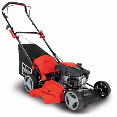 Scheppach Tondeuse à Gazon à Essence MP150-46 – Moteur à Essence 4 Temps 3,5 CV – Largeur de Coupe 46 cm – 8 hauteurs de Coupe – Bac de 55 l – Mulching – Ejection latérale – Huile Incluse