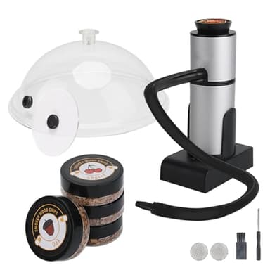 Fumoir à Aliments, Fumoir Portable en Bois avec Copeaux de Bois, Kit de Fumoir de Cuisine pour Salade, Viande, Saumon, Cocktails, Fromage, Barbecue