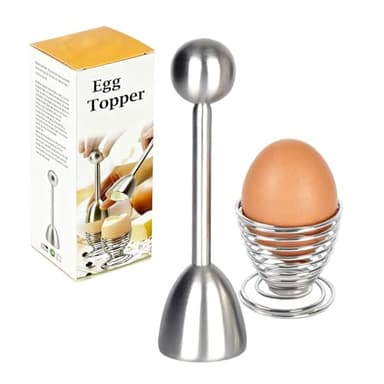 ORAGKE Casse Oeuf Toqueur à Œuf et Coquetier à Spirale Ressort en Acier Inoxydable, Ouvre Oeuf à la Coque aux Œufs Durs et Crus, Coupe-œufs Premium Set pour Gourmets, Lavable au Lave Vaisselle