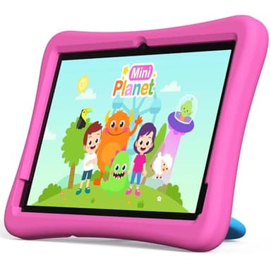 plimpton Tablette Enfant 10 Pouces Android 14 avec WiFi, 8 Cœurs, RAM 4 Go+64 Go ROM (1To TF), Étui Antichoc EVA, Contrôle Parental, Kids Space, 6000mAh, BT 5.3, PlimPad Kids20 (Rose)