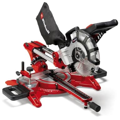 Einhell Scie à onglet radiale TC-SM 2131/1 Dual (max. 1 800 W, 4 900 tour/min, système de glissière intégré, butée de pièce, dispositif de serrage, avec lame aux carbures de tungstène et laser)