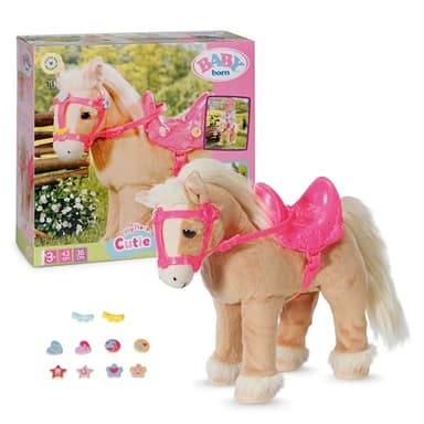 BABY born Mon Cheval Cutie – Peluche avec Sons et Fonction de Marche – Inclut Selle, Bride et épingles décoratives – Fonctionne avec Piles – Convient aux Enfants dès 3 Ans