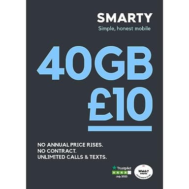 SMARTY Carte Sim 30 Go, appels et SMS illimités