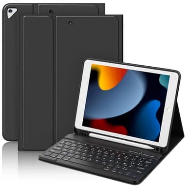 MMK Clavier Coque pour iPad 10.2 9/8/7ème Génération 2021/2020/2019, Détachable Clavier Bluetooth sans Fil pour iPad 10.5 inch Pro 2017/2019 Air 3, AZERTY Français