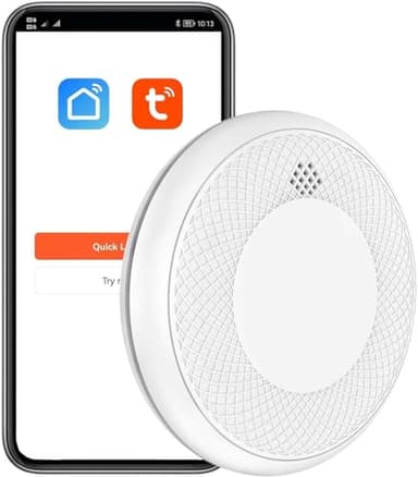 Détecteur de fumée Wi-FI Intelligent, Batterie de 10 Ans avec Notification d'App, Fonction silencieuse et Auto-Test, Conforme à la Norme en 14604 (Compatible avec l'App Tuya/Smart Life)-1 pièces