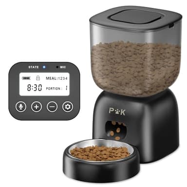 PUPPY KITTY Distributeur Croquettes Chat Automatique, Autonomie de la Batterie jusqu'à 180 Jours, 3L Programme d'alimentation Personnalisé, Enregistrement Vocal 10S, 1-4 Repas par Jour