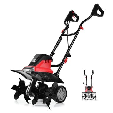 GOPLUS 1500W Motobineuse Électrique 6 Lames, Motoculteur Puissante avecProfondeur de Travail 22CM, Interrupteur à Double sécurité avec Roue pour Jardinage et Cultivateur
