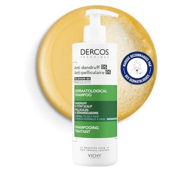 Vichy, Dercos, Shampooing Anti-Pelliculaire DS, Pellicules & Démangeaisons, Cheveux Normaux à Gras, 390ml