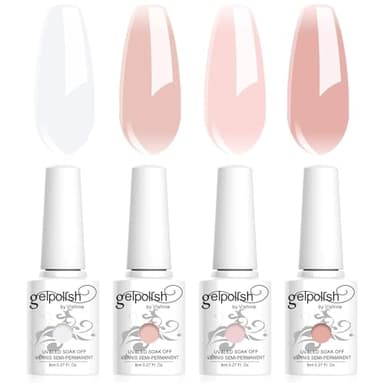 Vishine 4 Couleurs Vernis Gel Semi-Permanent Transparent Milky White Pink Vernis à ongles Naturelle Rose Blanc Laiteux Transparent Gelée de Cristal Soak Off UV LED 8ml