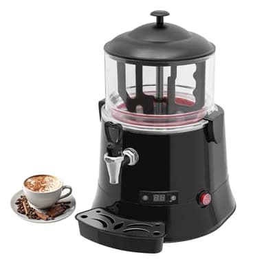Glowdora Machine À Chocolat Chaud Professionnelle, Distributeur Et Chauffe Eau Électrique, pour Boissons Chaudes, Chocolat, Lait, Thé Et Jus. Capacité 10 L Ou 5 L, Noir.,5L