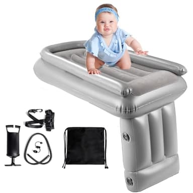 HYMIC Lit gonflable en forme d'avion pour tout-petit, lit de voyage en avion avec pompe à main, lit pour enfants compatible avec la plupart des sièges d'avion, siège de voiture pour les voyages