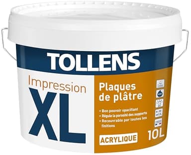 Tollens Sous Couche Professionnelle - Spécial Plaque de Plâtre - Toutes Pièces XL Impression plaque de plâtre - 10L = 120m2