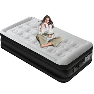 Panana Matelas Gonflable Simple avec Pompe intégrée, Lit Gonflable avec Dessus Floqué, Matelas Auto-Gonflable et Dégonflable avec Sac de Rangement pour Camping à Domicile 196x97x47cm