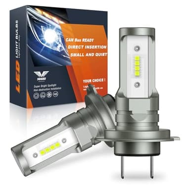 JOSHF H7 LED Ampoule 30000LM, 80W 500% Lumière 6500K Blanc Anti Erreur LED H7 Kit, Taille Mini 1:1 Plug and Play pour Feux Brouillard Plafonnier Plaque Immatriculation(Pack de 2)