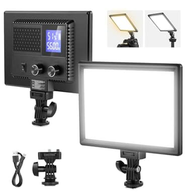 NEEWER Panneau Lumineux Vidéo LED 9", Éclairage Doux Réglable DSLR Camera, Batterie Rechargeable 4000mAh, Ports USB C, 3200K~5600K CRI95+ 600Lux pour Photo Vidéo Streaming, NL-116AI