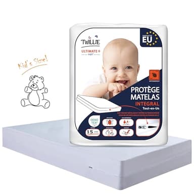 Twillie – Housse de Matelas Intégrale 70x160x15 cm Imperméable - Qualité Supérieure - Anti Punaise de lit – Oeko-TEX® Protège-Matelas Traitement AEGIS® Anti-acarien, bactérien – Alèse Fabriqué en EU