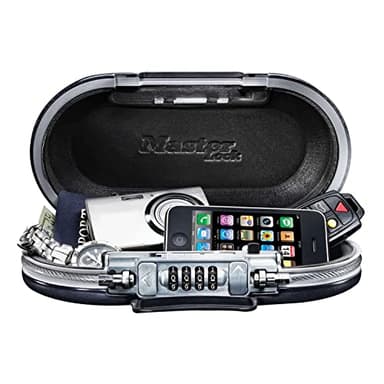 MASTER LOCK Mini Coffre-fort Portable [Avec Câble] [Combinaison] [Noir] 5900EURD – Assurez la sécurité de vos biens lorsque vous êtes en déplacement