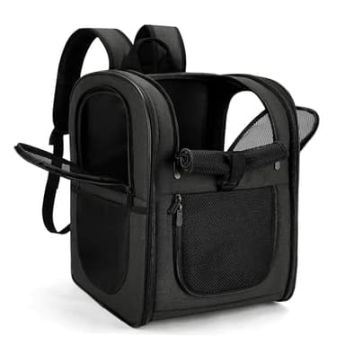 Apollo Walker Sac Transport Chat Chien pour Petits (Capacité de Charge 5-12 kg, Dimensions 32L*30B*42H)，Chiens et Chats Sac à Dos en Maille Respirante pour Animaux de Compagnie - Noir