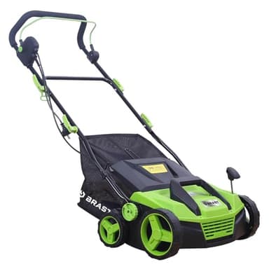 BRAST scarificateur électrique 1500-1800W largeur de trav 32-40cm, 2en1 rouleau scarificateur et aérateur bac -60l jusqu'à 1.000m² confortable à manier émousseur gazon - scarificateur gazon électrique