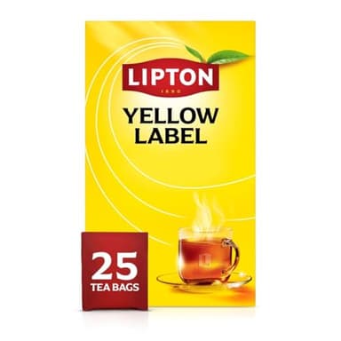 Lipton, Thé Noir Yellow Label, Origine Kenya, Goût Riche et Equilibré, Thé Noir 100% d'Origine Naturelle, Vitalité, 25 Sachets