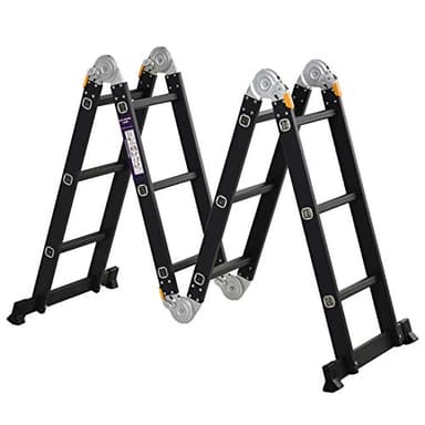 HOMCOM Echelle Aluminium Pliable Multifonction 5 Positions 3,7 m 12 échelons Certification NF EN131 Charge Max. 150 Kg Noir
