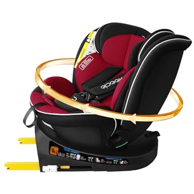 Reecle I-Size Siège Auto 360° Pivotant ISOFIX 40-150 cm, 0-12 ans(0-36 kg), Protection Latérale, Rouge