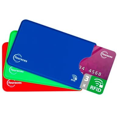 fouraces RFID Protection Carte bancaire - 3 pièces - Porte-Carte Anti fraude - etuis Anti RFID NFC - Plastique - Multicolore - pour Cartes Bleue et sans Contact