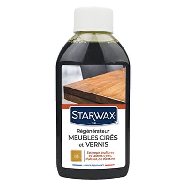 STARWAX - Régénérateur Meubles Cirès et Vernis - Estompe Eraflures et Taches- Nettoie,Ravive la Teinte et Redonne l'Eclat - Teinte Bois Clair - Fabriqué en France - 250 ml