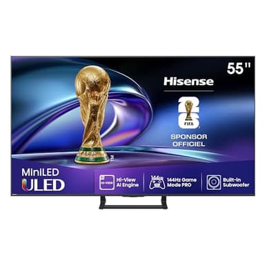 Hisense 55E8Q 55 Pouces (139 cm) - Téléviseur 4K Mini-LED QLED, Dalle 144Hz Native, Dolby Vision IQ & Atmos, Mode Jeu Pro, Smart TV Vidaa