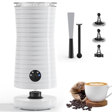 Morpilot Mousseur à Lait Électrique 4 en 1 à Mousse Chaude et Froide et Chauffe-lait, Emulsionneur Automatique 400W 240ml pour Cappuccino Macchiato Latte