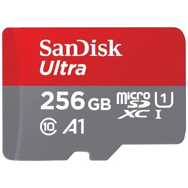 SanDisk Ultra microSDXC + adaptateur SD 256 Go (Pour Android Smartphone et Tablette, Video Full HDD, jusqu'à 150 Mo/s, UHS-I, La performance A1, V10,Class 10, U1)