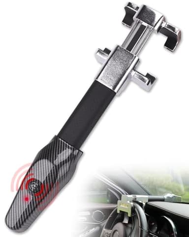 Tevlaphee Antivol Voiture 2En1, Canne Bloque Volant et Alarme Intelligente 120 DB, Ajustement Universel