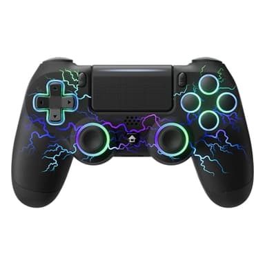 ECHTPower Manette sans fil pour PS4 Compatible PS-4/Slim/Pro/PC Vibration Double, RGB, Batterie 1000 mAh, 6 Axes, Pavé Tactile, Prise Casque, Capture d'écran Noir