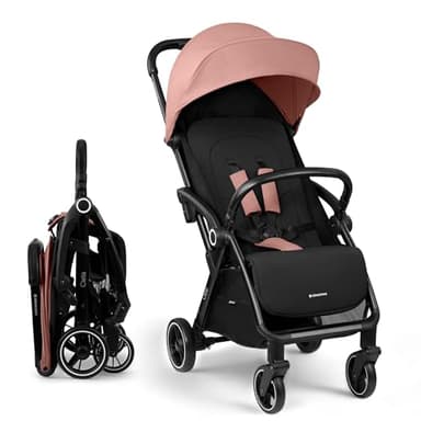 KikkaBoo Poussette Canne Compacte CIELA, Bébé jusqu’à 22 kg, Ultra Légère, Pliage Automatique, Dossier Inclinable, Format Cabine Avion, Rose