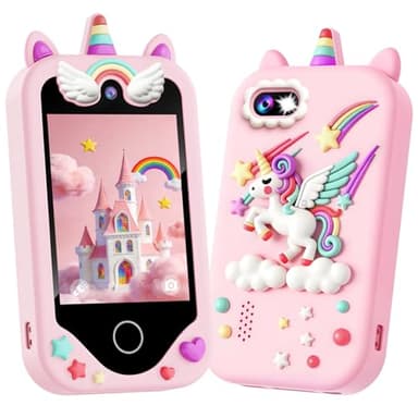 Téléphone intelligent pour enfants avec écran tactile, jouet pour enfants de 3, 4, 5, 6 ans, double caméra, apprentissage, lecteur de musique, jeux, rose