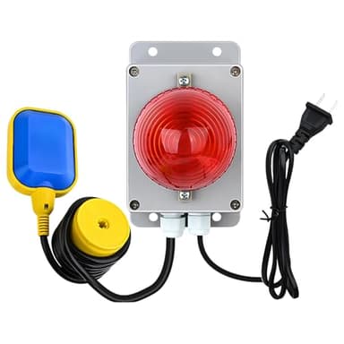yeeplant Alarme de niveau d'eau 220 V, interrupteur à flotteur inclus, câble de 5 m, alerte sonore et visuelle, 15 x 9 x 5,6 cm pour surveillance du réservoir