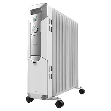 Cecotec Radiateur Électrique à Huile ReadyWarm 11000 Space. 11 Modules, Faible Consommation, 2500 W, 3 Niveaux, Enrouleur de Câble, Système de Sécurité, Roues, 25 m2, White