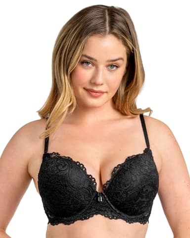 Smart & Sexy Soutien-Gorge Push-up à Armatures à décolleté Maximal pour Femme, Teinte Noire, 100C