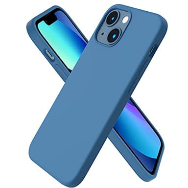 ORNARTO Coque Compatible avec iPhone 13 Mini Case, Coque Silicone Liquide 3 Couches Pleine Gel en Caoutchouc Souple Cover avec Microfibre Douce pour iPhone 13 Mini 5,4 Bleu