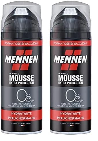 Mennen Mousse à raser Hydratante Peau Normale 0% 250 ml (Lot de 2)