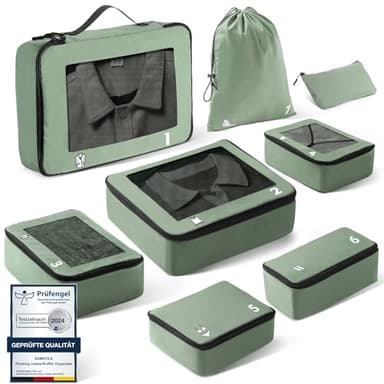 8 pièces Organisateur Valise Rangement Valise Packing Cubes, Sac Rangement Valise Voyage pour les Sacs à Dos de Bagages Green