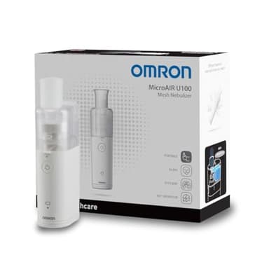 OMRON MicroAir U100 Nébuliseur portable - Inhalateur vraiment silencieux pour adultes/enfants, utilisable dans toutes les positions, alimenté par batterie pour les cas de toux/rhume, d'asthme, de BPCO