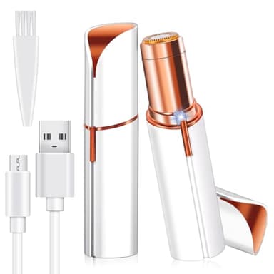 Rasoir Visage Femme, Electrique Epilateur Visage Femme, USB Rechargeable,Lumière LED, Doux Et Indolore Epilateur Sourcil Femmes Pour Enlever Poils Sur Sourcils/Lèvres/Bras,Joues,Menton