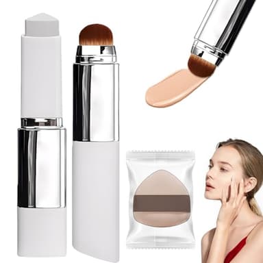 VRYNDH Crème Couvrante En Stick,fond de teint couvrant imperfections, Fond De Teint En Stick Chartming Changeant De Couleur, Convient à Tous Types De Peau,Fond De Teint 2 En 1 Avec Pinceau (Natural)