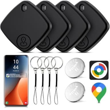 Smart Traceur Tag Lot de 4, Air Tracker Localisateur D’Objets Bluetooth Fonctionne avec l’app Google Localiser(Uniquement Android), Android Smart Tag pour clés,Valise, Portefeuilles (Noir)