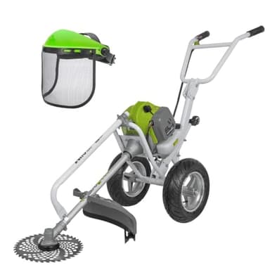 VITO - Débroussailleuse Thermique 52cm³ à Roues Lame Ø 255 mm + Casque de sécurité Grillagé