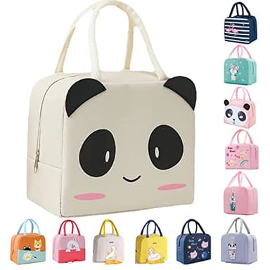 Sac à déjeuner isotherme mignon, réutilisable, étanche, pliable, pour femmes, hommes, enfants et étudiants, voyage, pique-nique, école (panda blanc)