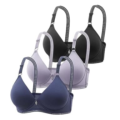 Lot de 3 Brassière Soutiens-Gorge Sport Femme Maintien Fort Lingerie Brassière Rembourré Confortable Push Up Soutiens-Gorge Classiques sans Armature sans Couture pour Sport Yoga